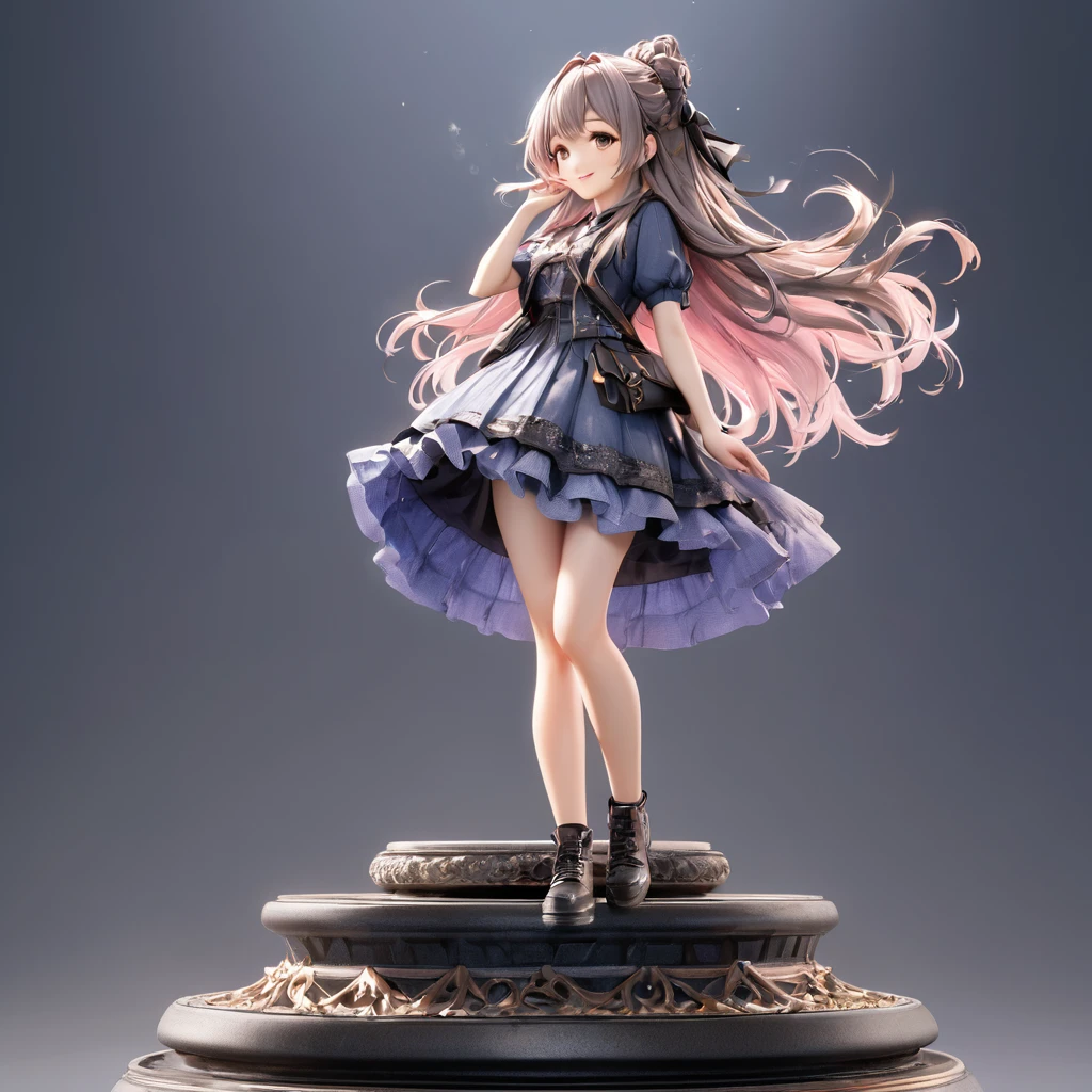 3D figure, (masterpiece:1.2), (best quality),(ultra detailed),(extremely detailed),(absolutely resolution) ,absurdres,8k, 
BREAK,(three-heads-tall:1.8), (big-head:1.3), a photo of an figure, highres.fix, full body, high quality photo, wild and bautiful 1girl, simple and flat background, 
BREAK, 1girl, solo, gradation hair, messy hair, blowing kiss, smile, standing-on-pedestal,