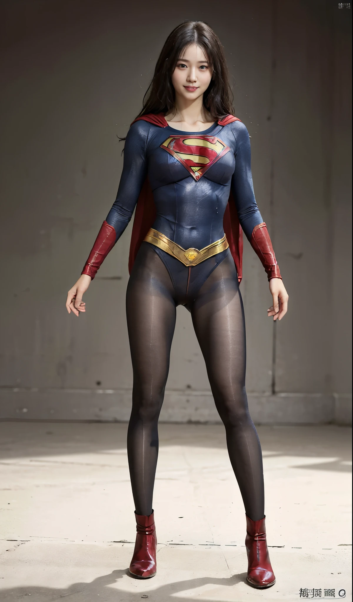 No background、(((Beautiful legs in black tights.)))、(((Legally express the beauty of your smile)))、((((Make the most of your original images)))、(((Supergirl Costume)))、(((Beautiful Hair)))、(((suffering)))、(((Please wear black tights....、Wear red boots)))、((Best image quality、8K))、((highest quality、8K、masterpiece:1.3))、(((Preserve background )))、Sharp focus:1.2、Beautiful woman with perfect figure:1.4、Thin abdominal muscles:1.2、Wet body:1.5、Highly detailed face and skin texture、8K