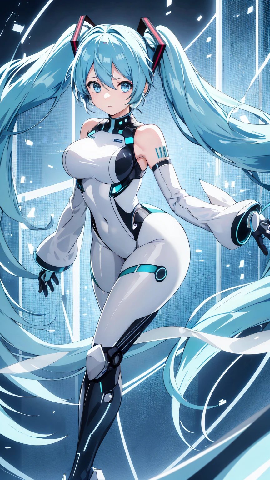 ((masterpiece)), ((best quality)), (ultra-detailed), ((sexy)), (ero), anime style, extremely detailed game CG, full body, a , , solo, robot suit, robot, beautiful light blue hair, beautiful light blue eyes, ((beautiful eyes)), white-skinned, buttocks, large breast, headphone, ahegao, shiny-glistening, gleaming