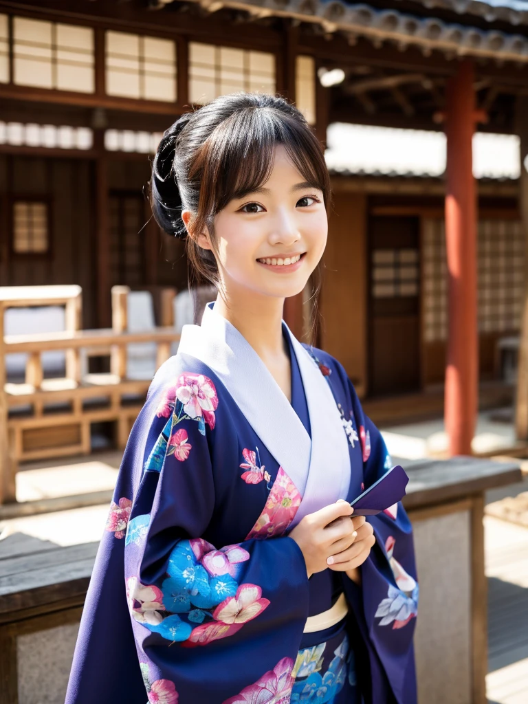 Japanese women、cute、kimono、smile、Kyoto