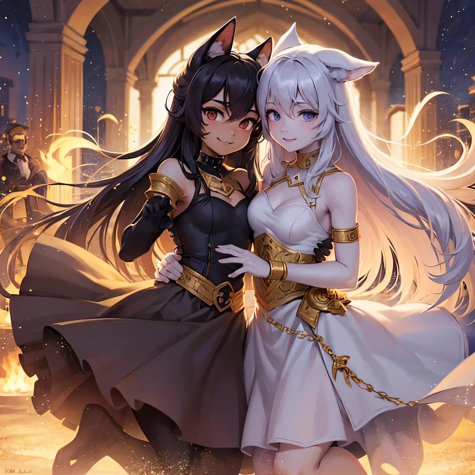 Velu, le personnage féminin solitaire à l’apparence veloutée et de renard, pose malicieusement avec un sourire sournois jouant sur sa fourrure pleine et douce. Ses cheveux brun roux tombent en cascade en vagues pulpeuses. Ses yeux, pétillants de charme, are of a captivating color. Le tissu à peine visible de ses vêtements révèle les courbes voluptueuses de sa silhouette dotée, adding to its mystical and alluring appearance. The scene takes place in a dimly lit environment, shrouded in secrecy and intrigue. L’atmosphère sombre qui entoure Velu est encore accentuée, but his open and mischievous smile disarms the audience,
