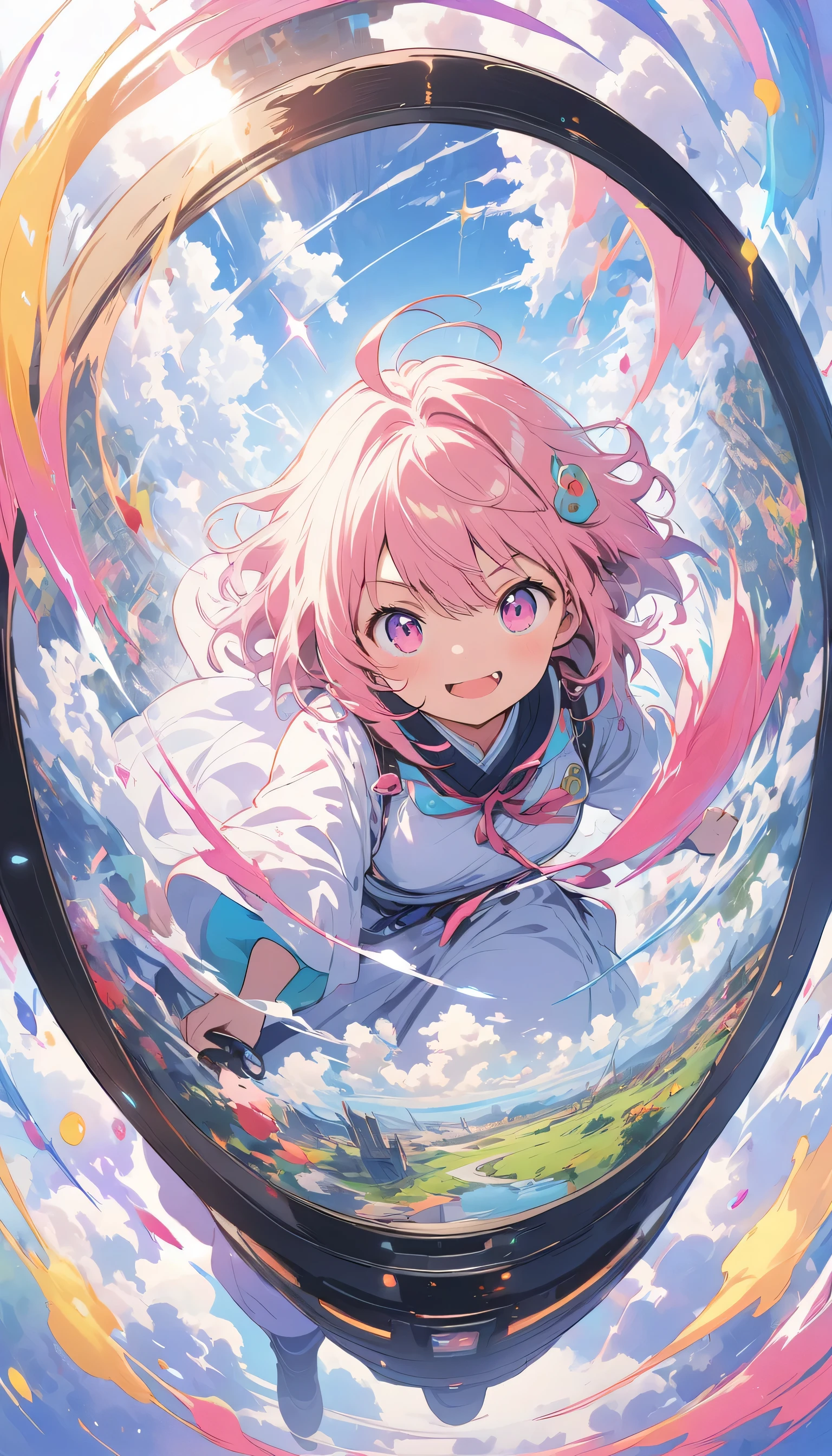 anime style, super fine illustration, highly detailed, dynamic angle, beautiful detailed, 8k, In front of numerous cathode-ray tube televisions, BREAK various programs are being broadcasted. A woman gazes at them, BREAK smiling amidst the colorful scenes.(highest quality、masterpiece、High resolution、detailed)anime style、flat style、(Shining Eyes、Beautiful Face),  BREAK,Dynamic Angles、anime