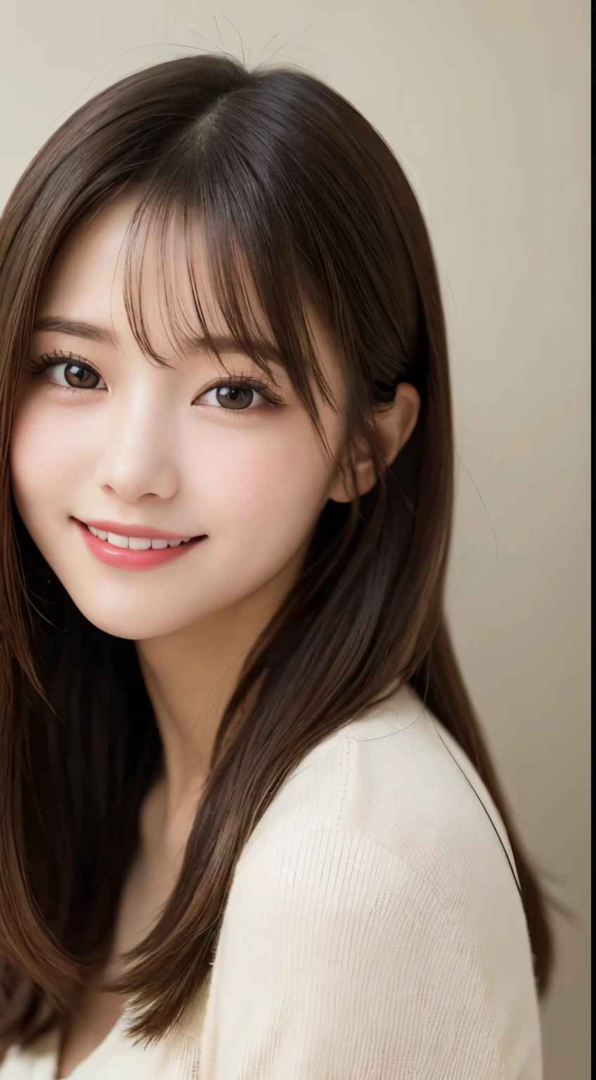 Tabletop, highest quality, shape, Very detailed, finely, High resolution, 8k wallpaper, 完璧なダイナミックな構shape, Beautiful and detailed, Straight hair, Small breasts, Natural color lip, Random sexy poses,smile,20-year-old girl、Midnight、Beautiful and dense face、Perfect and beautiful face,Big eyes、RAW Photos、Expressing feminine poses with the whole body、Beautiful and detailed、Small face、Beautiful Duplex、Slim face and figure,Beautiful golden ratio face、Fluffy and fluffy jersey、smile、Shoot from the right side