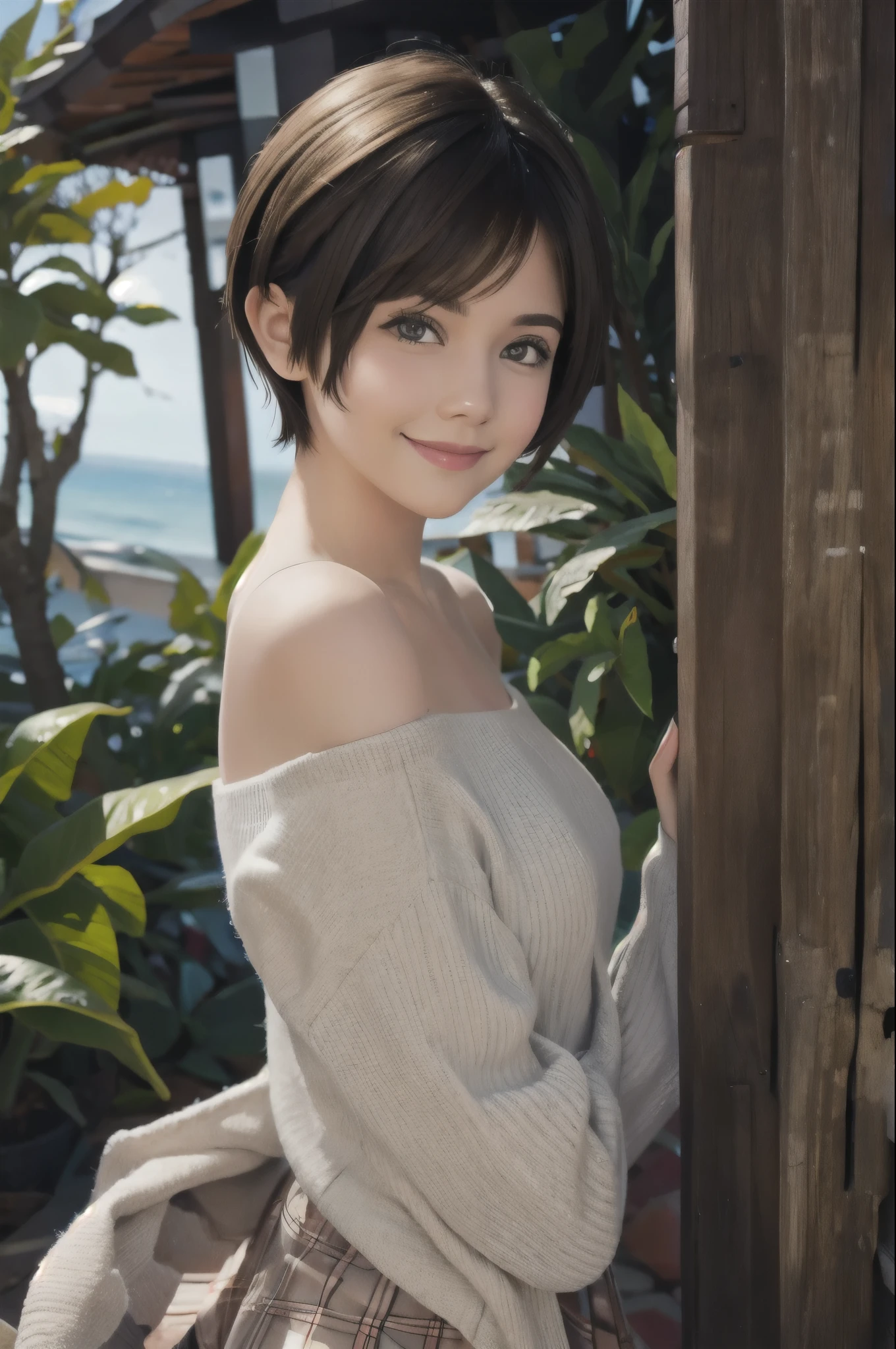 Pixie cut smile