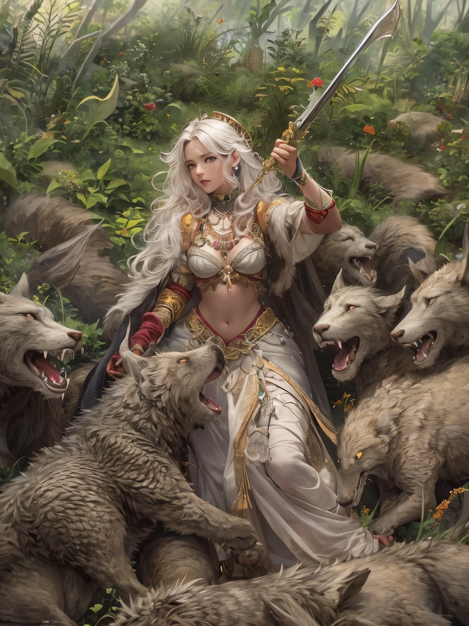 six naked womans in market, sit, stand, knree, lie, man, white hair, hairy torso, fantasy, intricate, elegant, highly detailed, digital painting, artstation, concept art, smooth, sharp focus, illustration , man, shepherd holding a stick, wandering, and dogs and birds, blood, dirty clothes, shepherd holding a stick,, white hair, hairy torso, fantasy, intricate, elegant, highly detailed, digital painting, artstation, concept art, smooth, sharp focus, illustration,