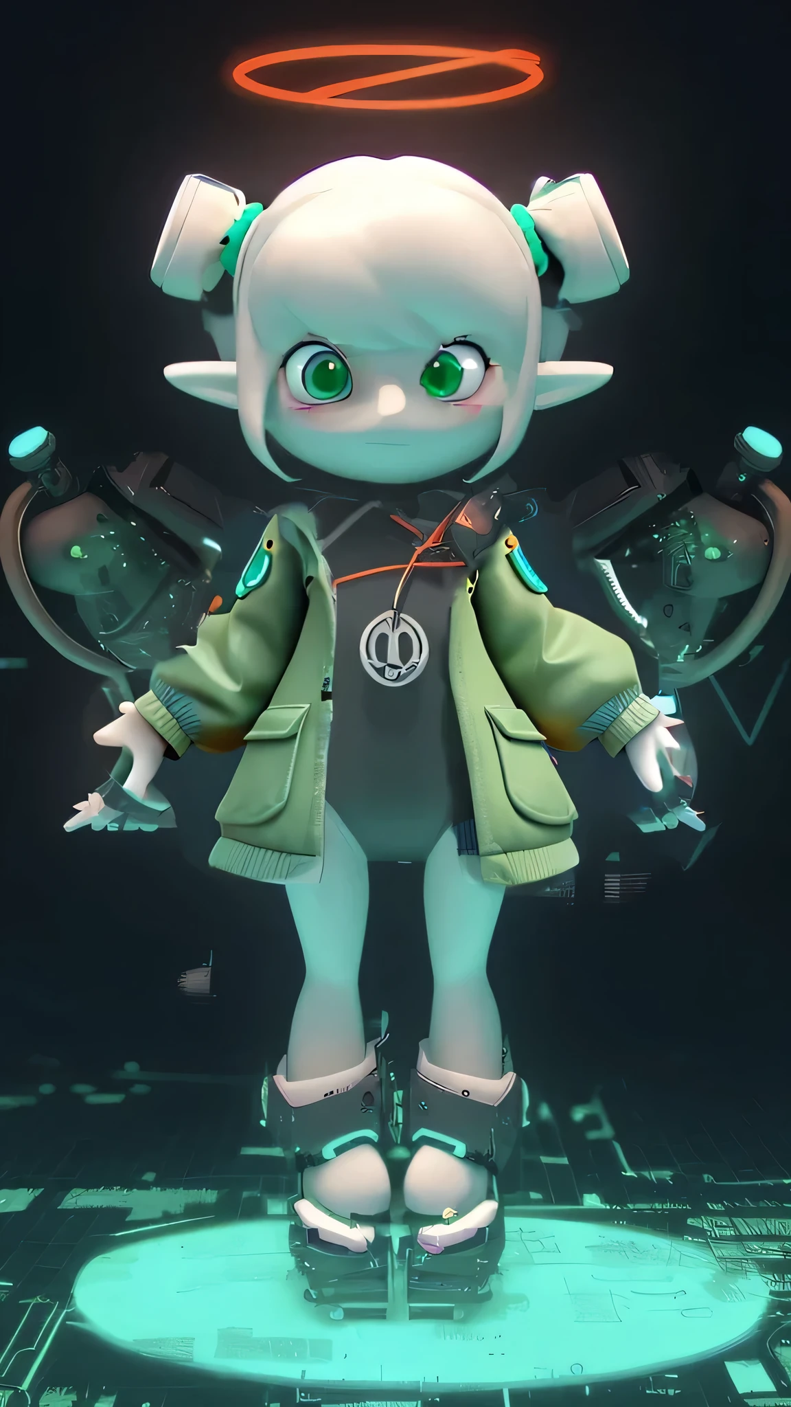 Emote replacement,Clothing replacement,Cute expressions,Green coat,Technology,Cartoon P image,3D,nature,best quality