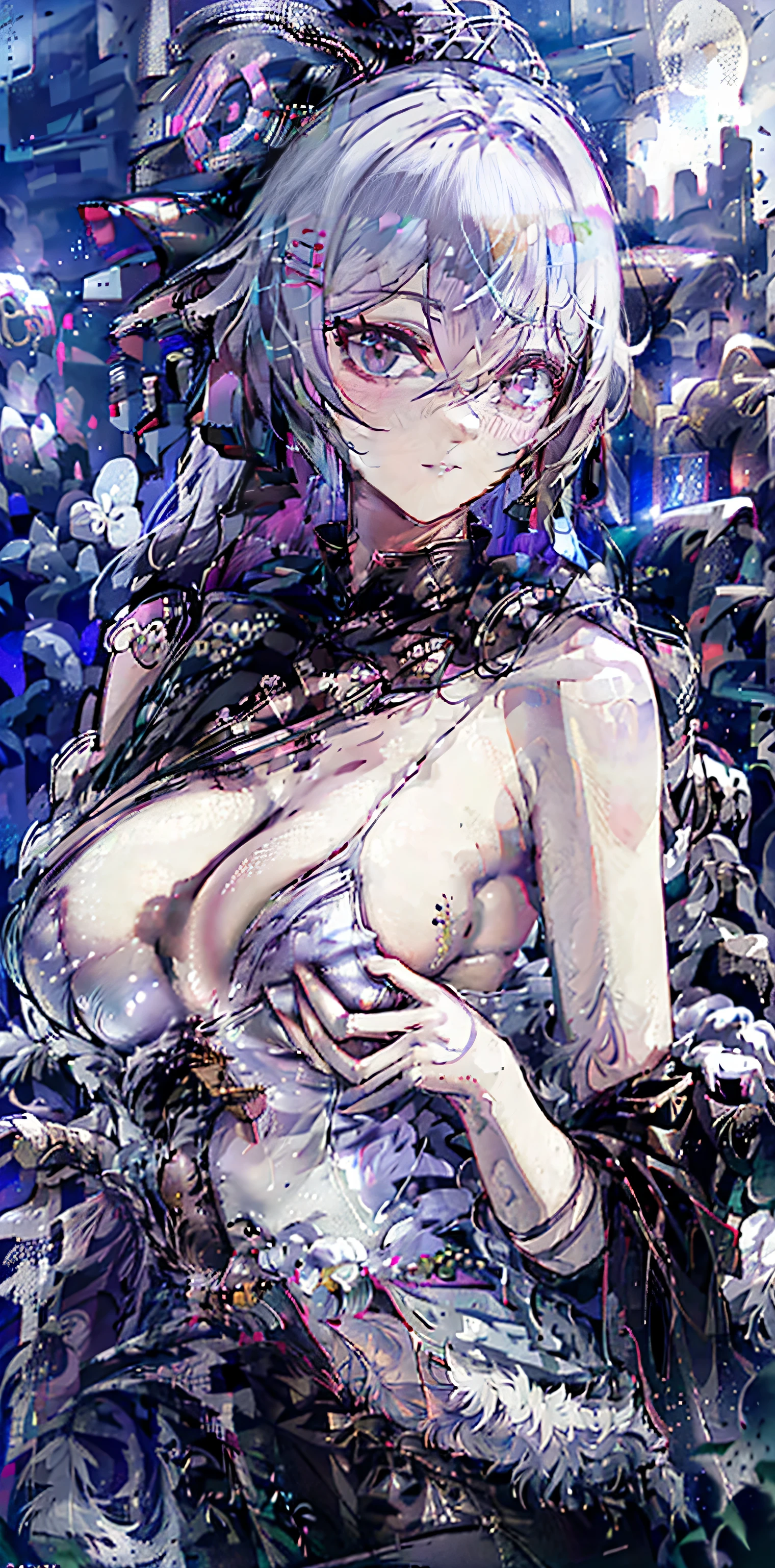 well built,Best build quality ,Masterpiece, lamp, very beautiful, Very meticulous ,CG ,Yoon ,8k wallpaper, Amazing cleavage, Detailed pubic hair, Masterpiece,best quality,official art,Extremely detailed CG-8k wallpaper,Ridiculous resources, Absolutely ridiculous......., The file size is very large....... , very fine, high resolution, Very meticulous,Meticulous beautiful girl, Very fine eyes and face, beautiful eyes,there'Gives radiance to the face.,unger sister, (spirit(Bronya \Honkai Impact 3), (exaggerated), (((white hair))), (single braid), long white hair, (purple eyed bitch), ((His long bangs covered one eye.......)), (((hair in one eye))), (((Bangs covering right eye))), ((decorate)), ((Tassel Earrings)), (((Describe the arm in detail.......))), (((Excellent mistake)), ((The body is long and slender......)), (), ((Plum)), (Detailed description of the hair), (shoulder), ((collarbone)), ((shoulder cropped)), (Glowing skin), (Detailed description of the face), (Detailed explanation of metaphysics), (Leaves skin shine, shine), no competitors, (ultimate beauty), (red lipstick), (shy ), ( smile), ,, ((long sleeve shirt)), ((wide arms)), thin line, overcome obstacles, ( In this matter#39;Bedroom for viewers)), , ((Any position.)), (Stand on the ground......)), ((there is a lot of water in the body.)),((big breasts:1.35,I saw bulging nipples in the strapless Thai cloth....,mouse breast, ((bare breast:1.37)),((Right hand holds a sickle,black sickle), (Women masturbate:1.2)