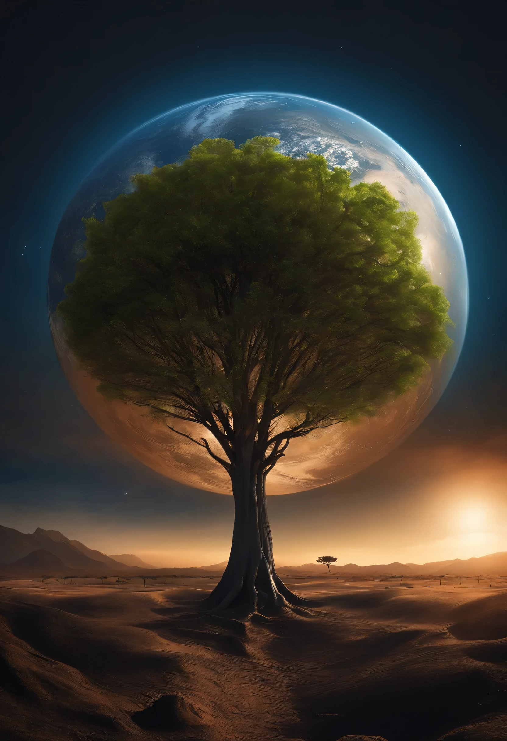 Earth without water, Man tree, atmosphere