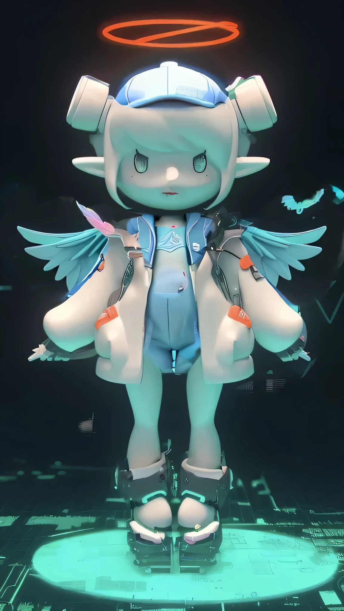 Add hats,Clothing replacement,Blue clothes,There are wings on the back,Technology,Cartoon P image,3D,nature,best quality
