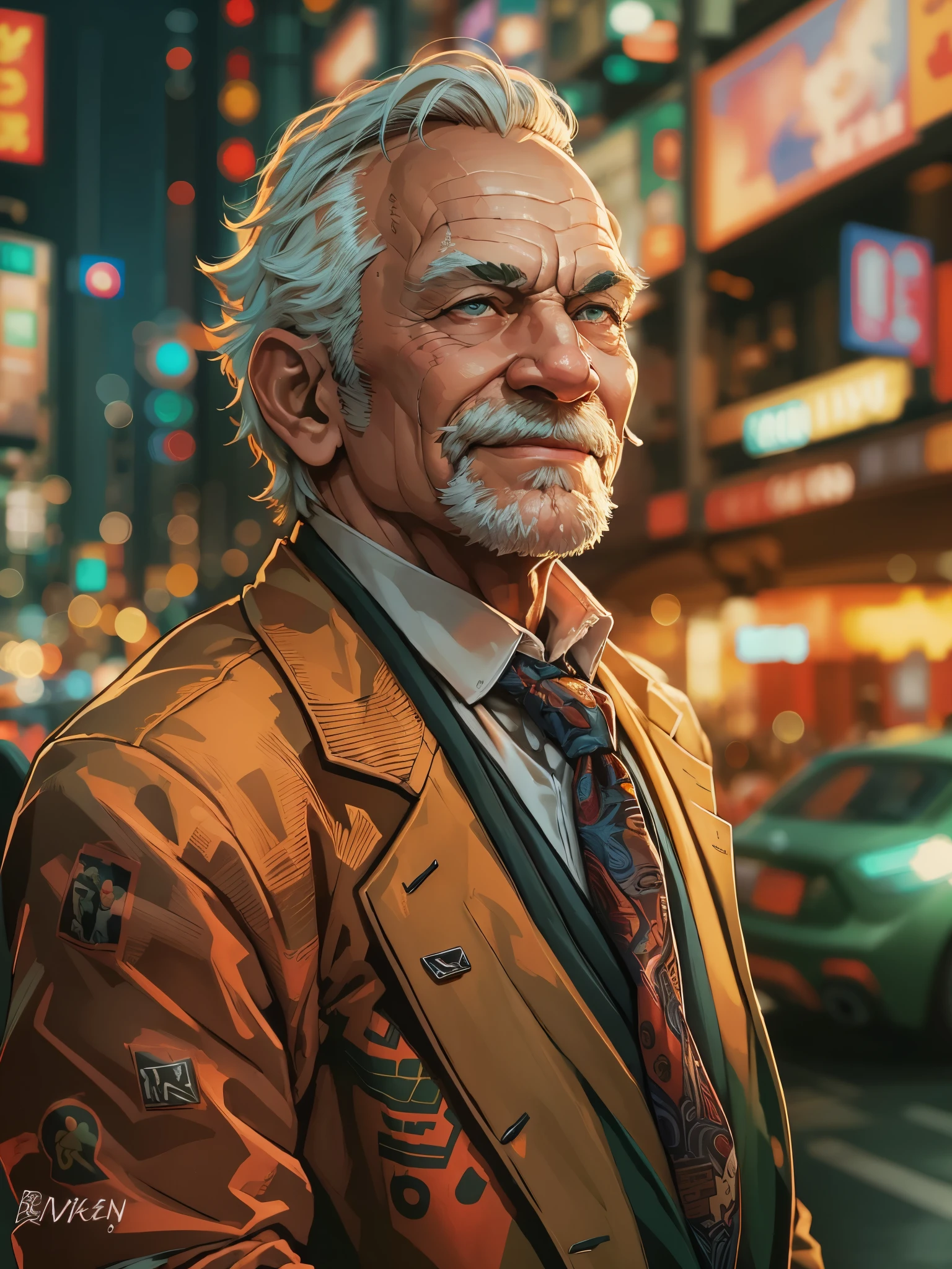 A painting of a man with a beard and a suit jacket - SeaArt AI