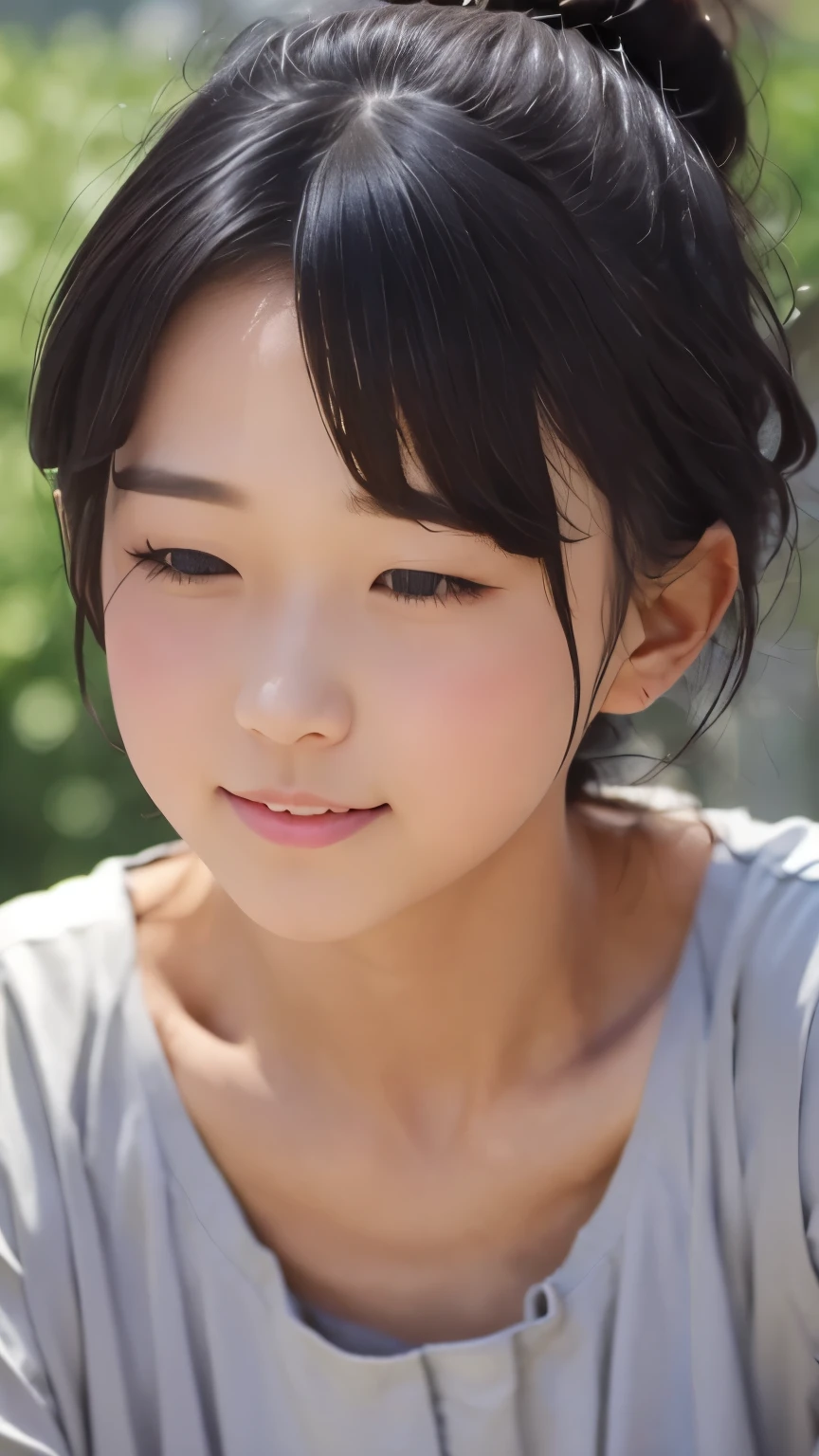 ((SFW: 1.4)), ((Detailed face, Professional photography)), ((SFW, Off-the-shoulder tops, 1 girl)), Ultra-high resolution, (Realistic: 1.4), RAW Photos, highest quality, (PhotoRealistic Stick), concentrated, Soft Light, ((Japanese)), (surface), (Depth of written boundary), masterpiece, (Realistic), woman, bangs, ((1 girl)), round face, inamiyo, White Background, Bedroom, whole body, smile, Close ~ eyes