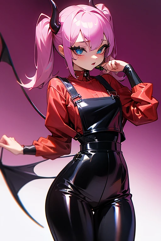 sexy lil demon girl cute latex outfit dungarees hardcore