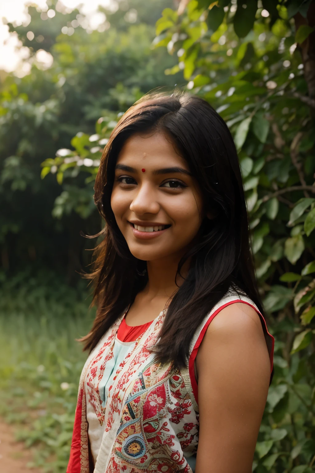 a beautiful Indian girl cute smile outdoor activities attitude red
