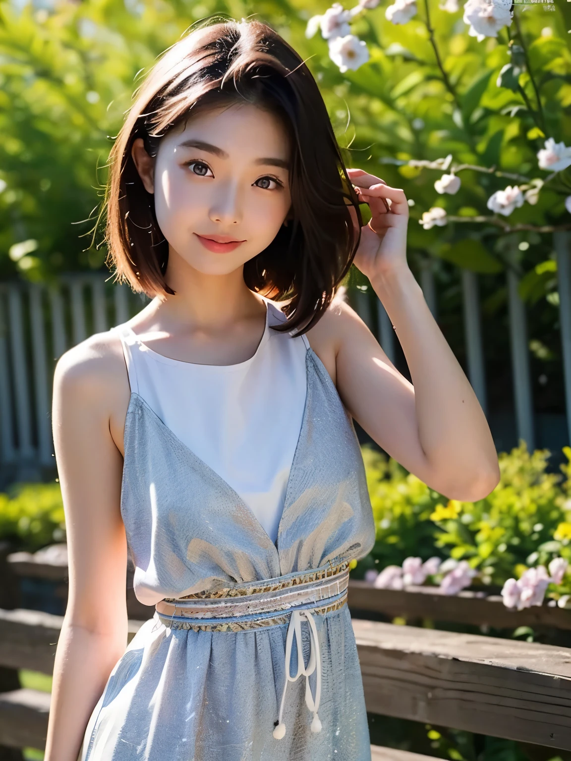 Top image quality、超A high resolution、​masterpiece、Photo quality(photo realistic:1.8)、pores、precision、blue-sky、white clouds、 Aegean, Santorini white houses、rooftop、bikini、wearing only very thin robes、go commando、pale light、infp young woman、japanes、short-hair、birth of venus、naked、Overflowing udder、Symbolism as a woman、、Detailed description、23years old、Cute、embarrassed smile、