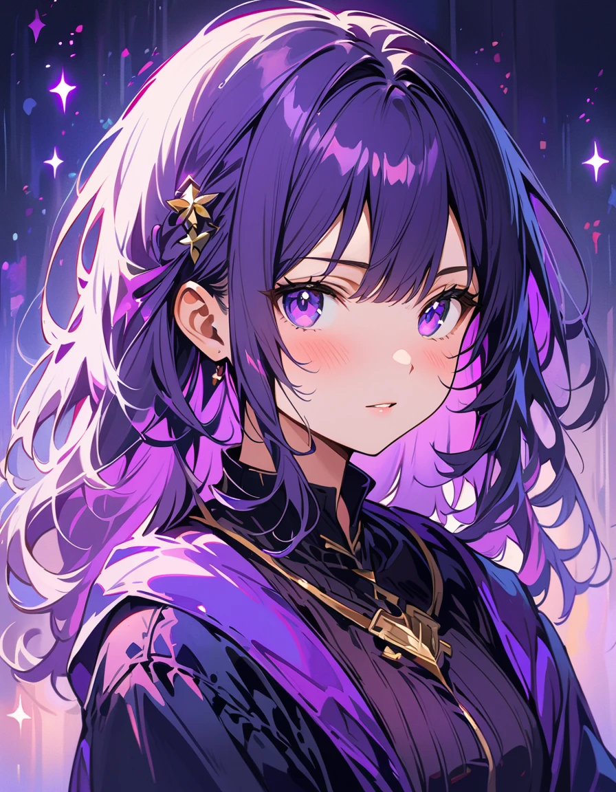 1 girl、purple eyes, purple, eye color purple、(highest quality、masterpiece、High resolution、detailed)oilスタイル、oil、(Shining Eyes、detailed美しい顔), BREAK,oil painting,oil painting style