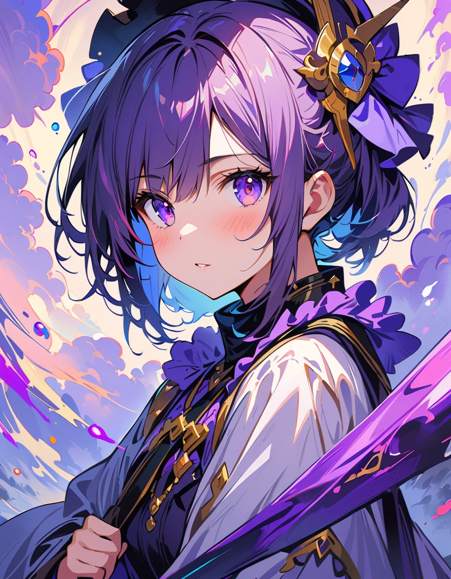1 girl、purple eyes, purple, eye color purple、(highest quality、masterpiece、High resolution、detailed)oilスタイル、oil、(Shining Eyes、detailed美しい顔), BREAK,oil painting,oil painting style