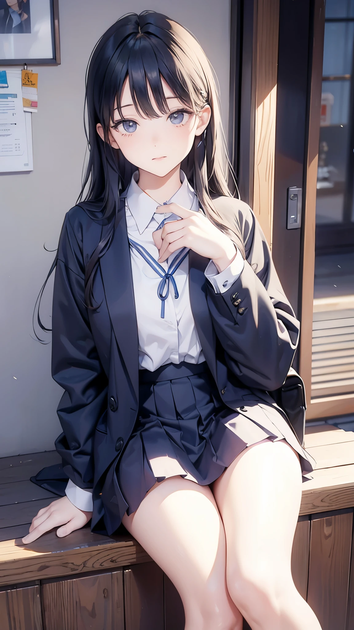 (((masterpiece))),(((High resolution)))、(((8K)))、(((perfect face)))、(((beauty of japan)))、30 years old、(((beautiful face))), (((school uniform))), embarrassed look, look at the camera, (thighs)、top quality eyes, detailed texture, look at the camera, standing, big tits, simple hair style