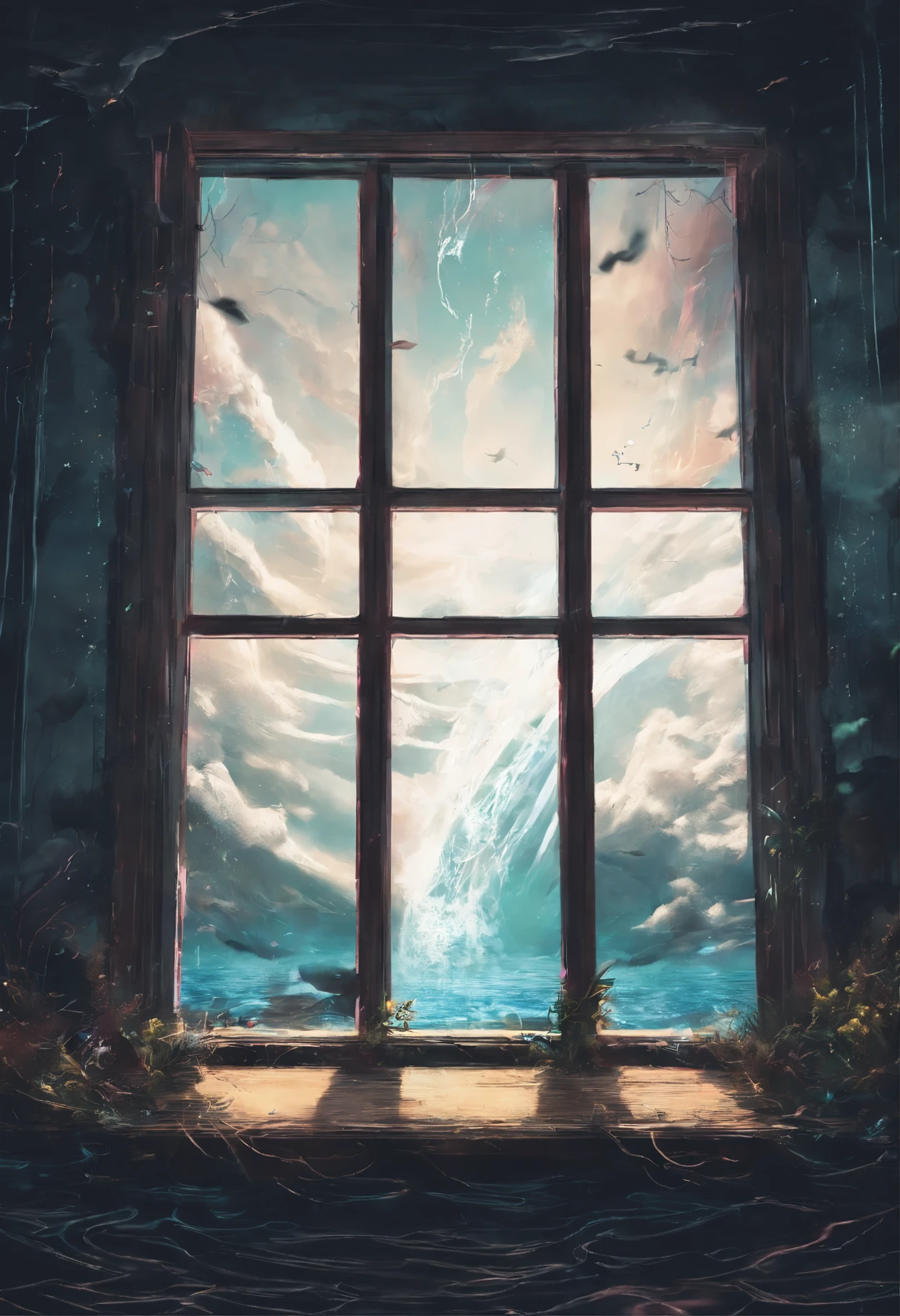 there is a woman floating in a room with a window, under water visual distortion, still from a music video, thalassophobia, inspired by Elsa Bleda, suspended underwater, virtual metaverse room, floating under water, astral projection, surreal photo, underwater perspective, photo taken in 2 0 2 0, highly detailed surreal vfx, in a underwater horror scene