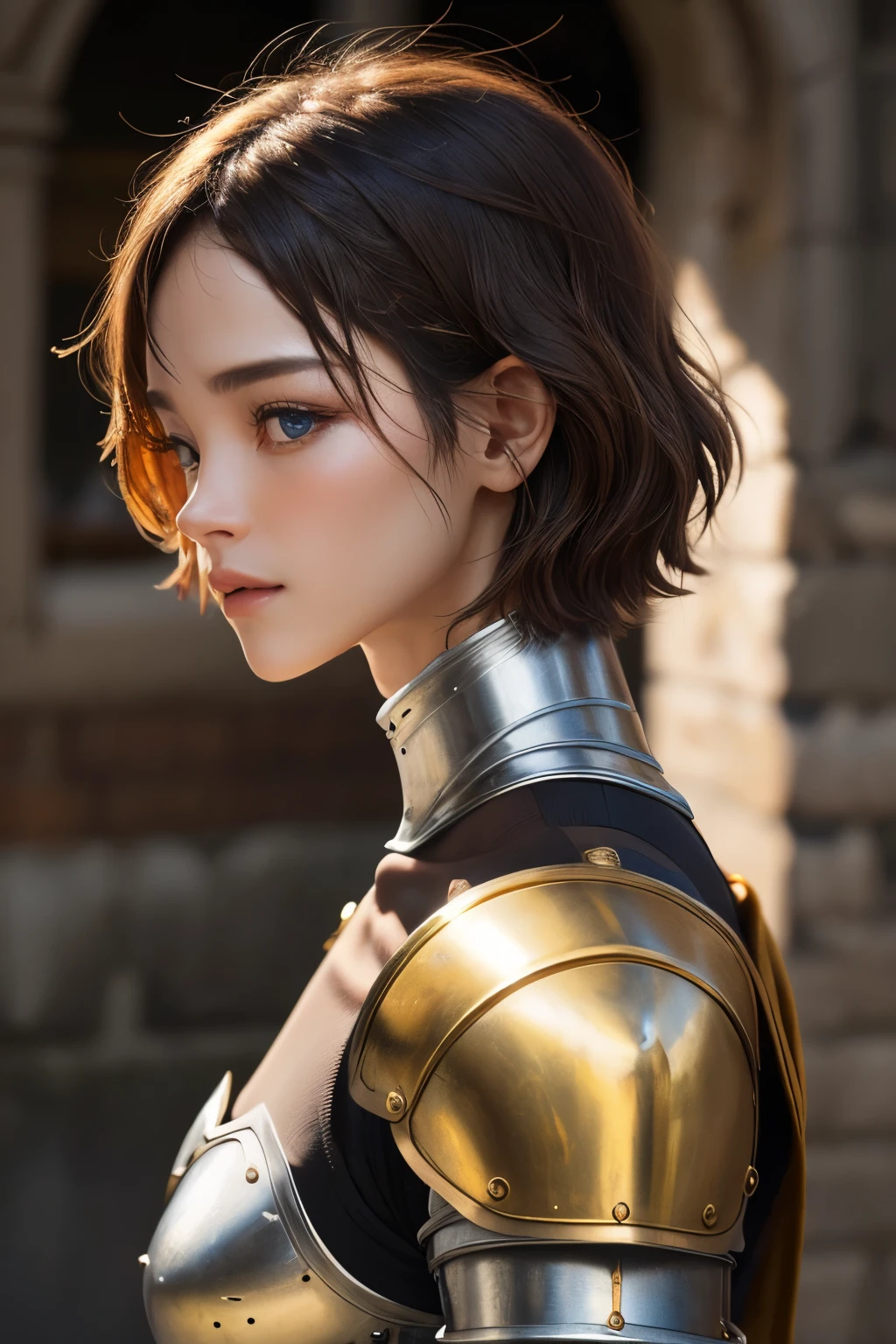 ((best quality)), ((masterpiece)), (detailed), Perfect face, short hair, Wearing warrior armor, desire