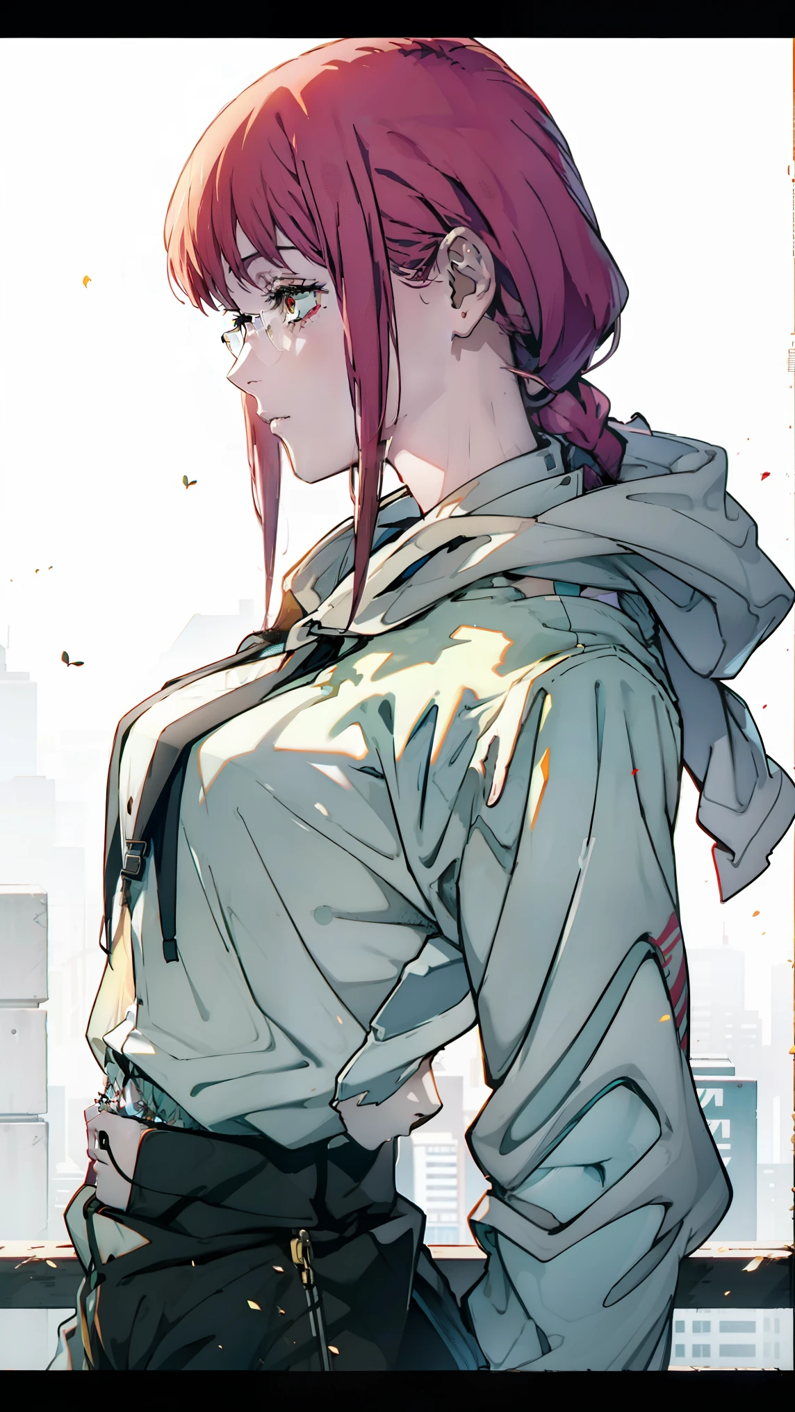 ((1-solo-woman:1)),((Close-Angle-View:1)),((techwear-hoodie:1)),((cyberpunk-theme:0.7)),((Aesthetic:1)),((Gorgeous:1)),wearing glasses,(UTRA-DETAILED-FACE-EYES:1),(CINEMATIC:1),(HIGH-RES:1.2),(AMAZING-ART:1),((small-breast:1)),((magazine-cover:1)),((title:Legend of the unforgotten:1))