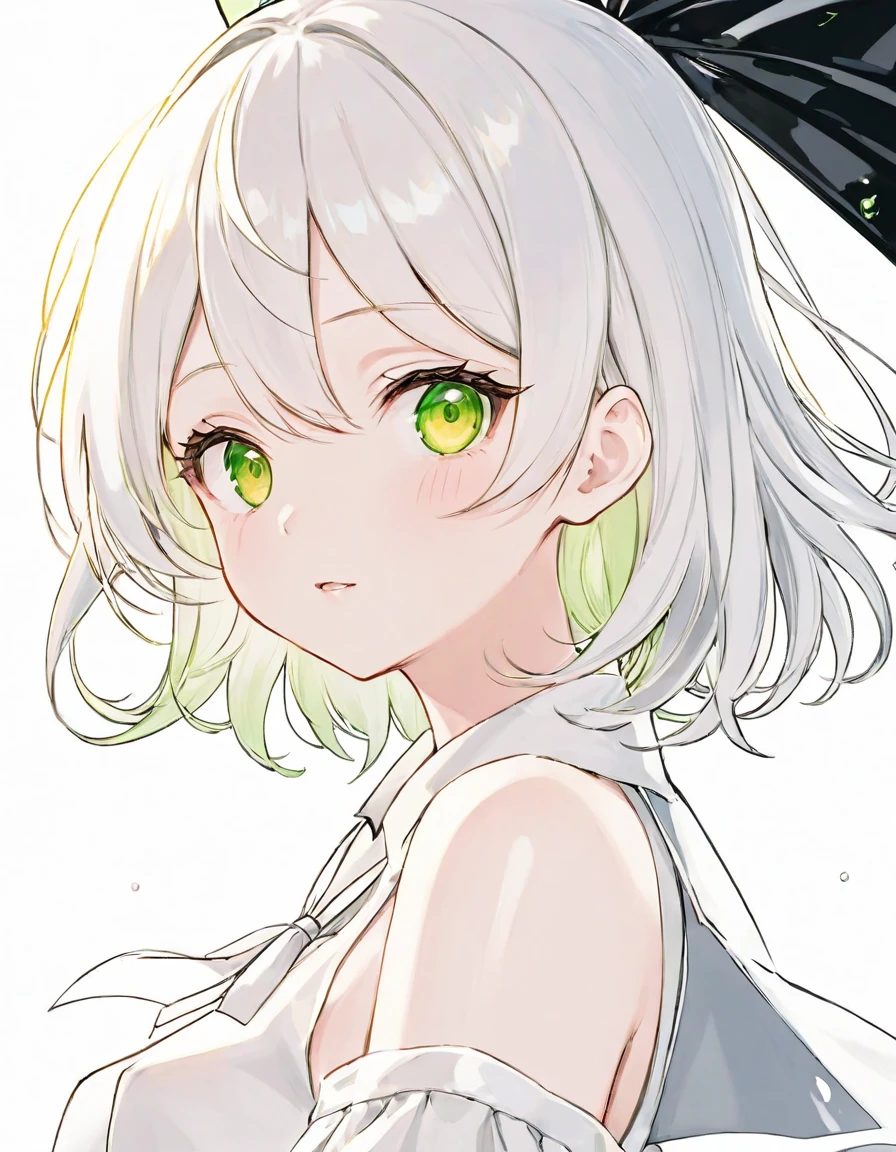 1 girl、Yellow green、Line art、(Line Art:1.4),anime、(line art style)、(highest quality、masterpiece、High resolution、detailed)anime、(anime style)、(Shining Eyes、detailed美しい顔),  BREAK,off color、Monochrome