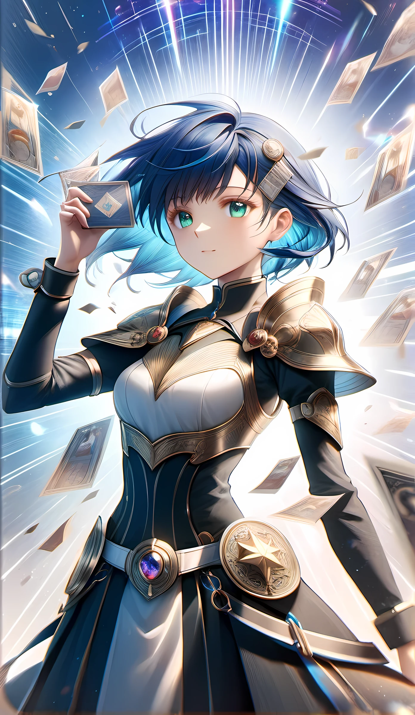((rider)), young girl cavalry, fresh face, graceful armor, Energy, Passion, Speed, Activity, News, Messages, glassland, ((fantasy background)), ((Lenormand Card Form)), ((tarot)), ((masterpiece, best quality, ultra-detailed, an extremely delicate and beautiful)), ((photorealism, hyperrealism)), ((extremely detailed CG unity 8k wallpaper)), ((award winning, ccurate, UHD, textured skin, chromatic aberration, perfect anatomy, golden ratio)), (exquisite attention to detail), ((perfect_composition, perfect_design, perfect_layout, perfect_detail, ultra_detailed)), ((aesthetic harmony)), ((aesthetic style))