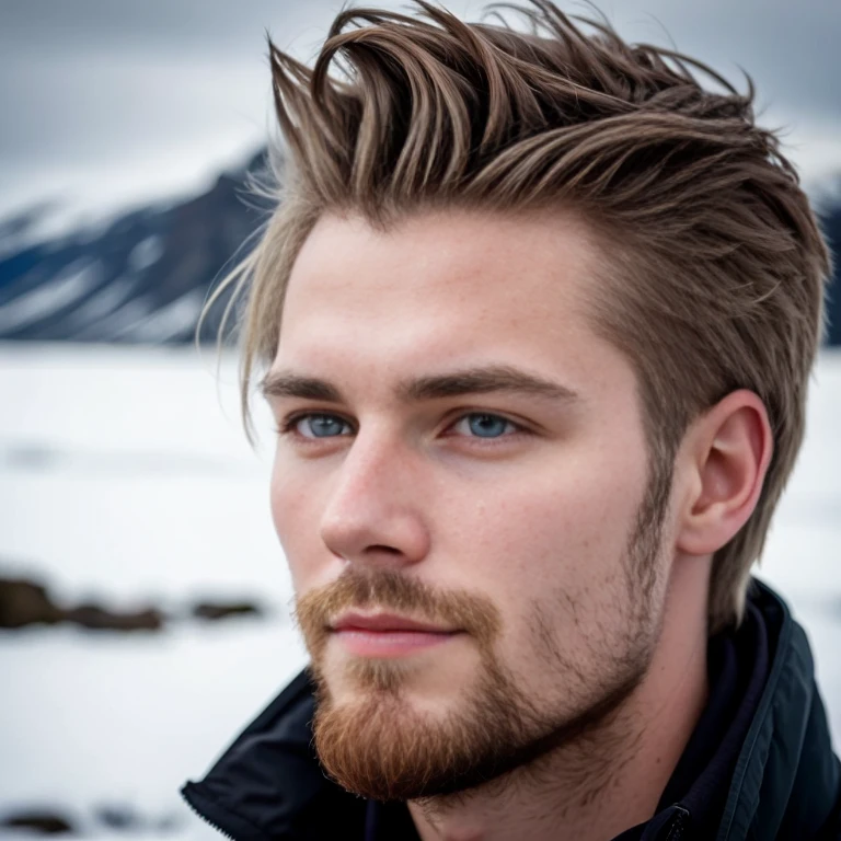 handsome icelandic men focus on face