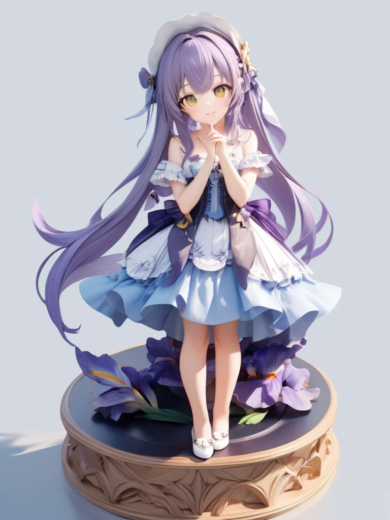 3D figure, very cute and bautiful anime girl, (head-to-body-ratio-is-one-to-three:4.0), (Intricate Iris Details,Depth and Dimension in the Pupils:4.5), (masterpiece:1.2), (best quality),(ultra detailed),(extremely detailed),(absolutely resolution) ,absurdres,8k, 
BREAK,a photo of an figure, full body, high quality photo, simple and flat background, 
BREAK, solo, gradation hair, messy hair, blowing kiss, grin,  standing-on-pedestal,