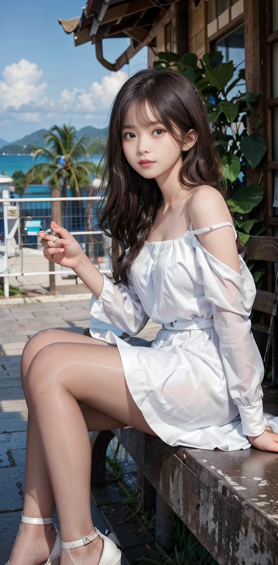 (best quality),[masterpiece],((beautiful:0.75) mature female:0.75),single drill,knees up,standing,looking at viewer,front lens,(seaside background:1.2),x arms, 
<lora:add_detail:0.6>,
 <lora:Elegant mature clothing_20230727144905:0.75> dress
