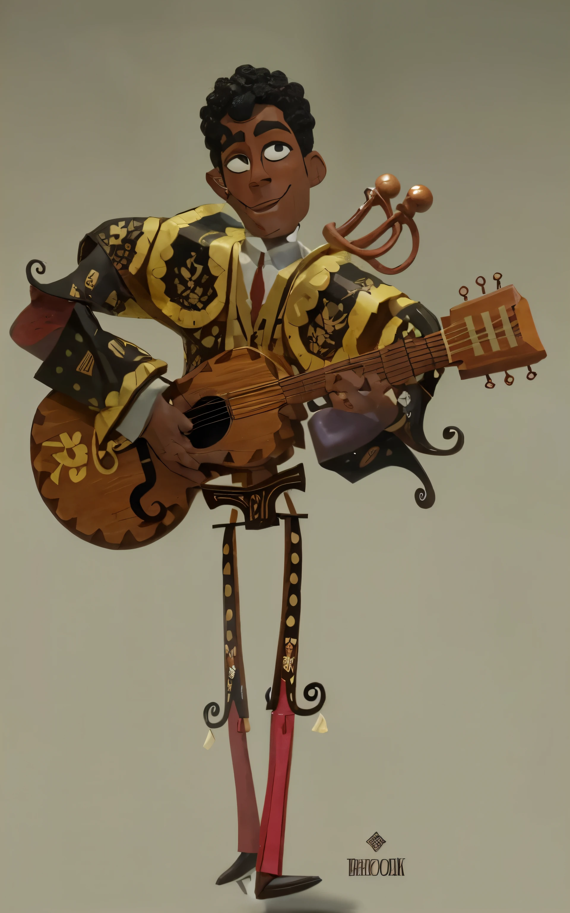 1. The male wooden figure of African-American features short curly hair, a dark complexion, and is dressed in 1920s French attire. It resembles the wooden figures from the animated movie "The Book of Life."
2. The wooden figure is sculpted in the likeness of an African-American man with curly hair, dark skin, and is adorned in authentic 1920s French clothing. It closely resembles the wooden figures depicted in the animated film "The Book of Life."
3. This wooden figure is an African-American male character with short curly hair, a dark complexion, and is dressed in stylish 1920s French attire, similar to the wooden figures showcased in "The Book of Life" animated movie.
Revised prompt:
Please provide a detailed description of a male wooden figure inspired by the African-American characters in the animated movie "The Book of Life." Specifically, focus on the figure's physical appearance, such as their hair, complexion, and attire, to ensure an accurate representation.