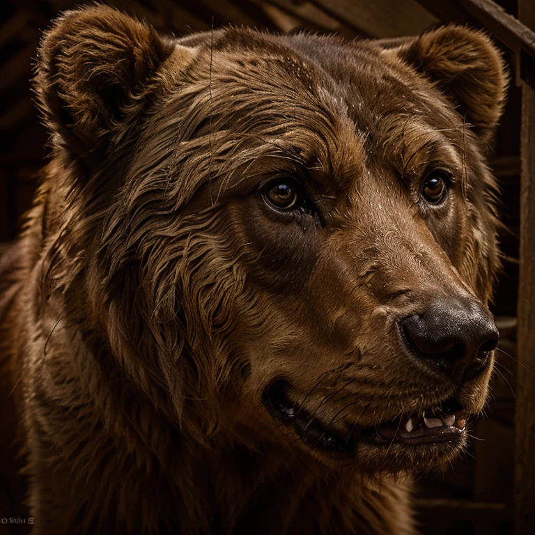 Donne à cet ours des yeux humains et une couleur orange