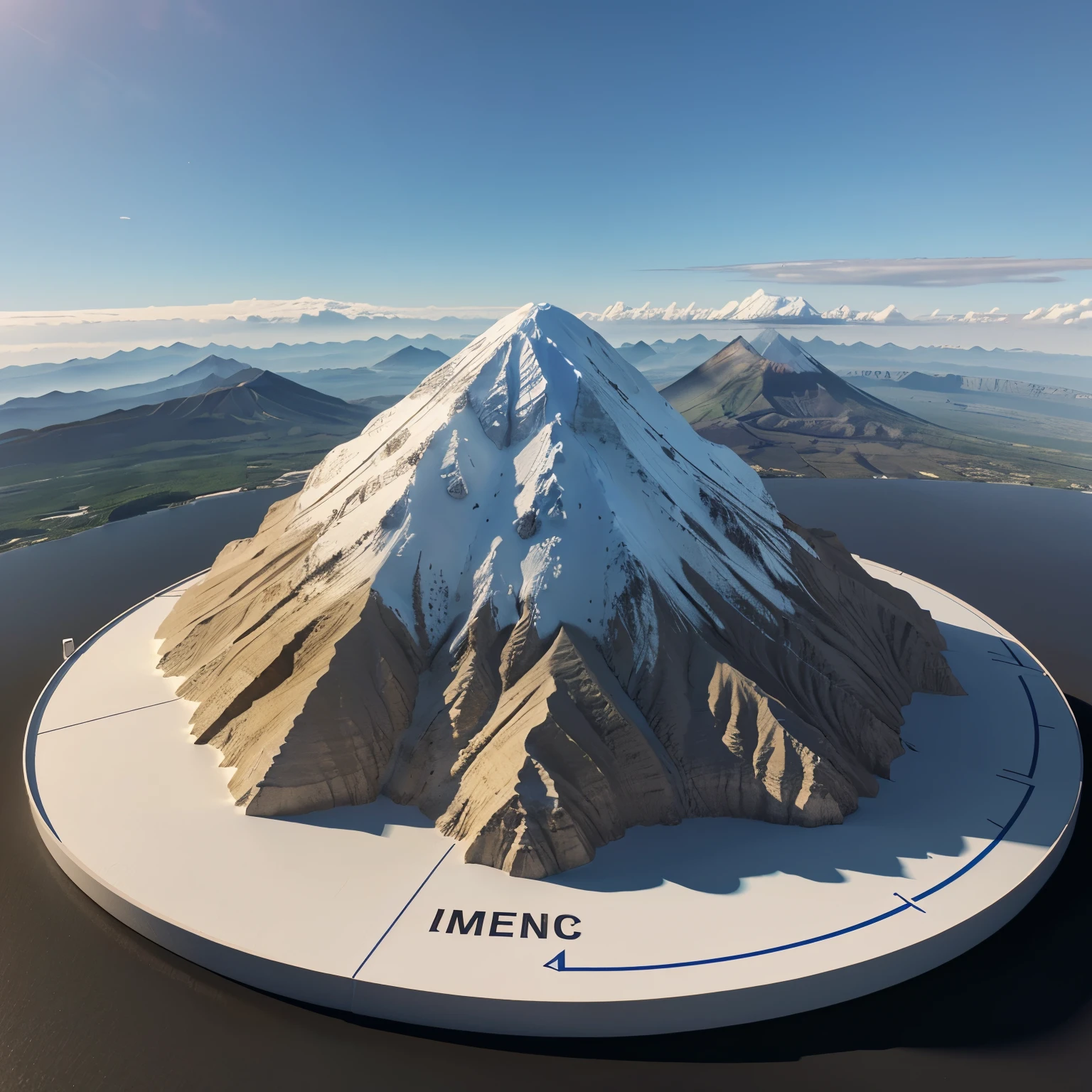 Mt. Mayon realistic 3D scale model with contour lines and compass