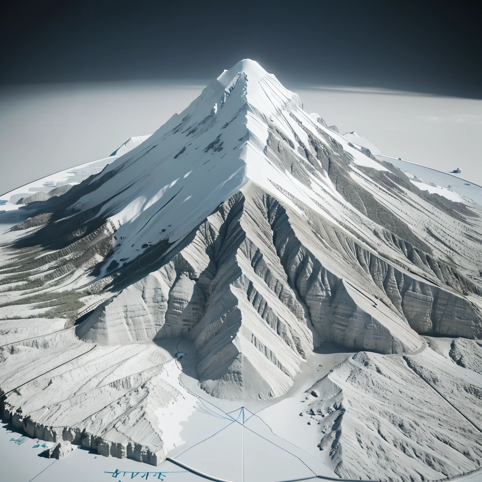 Mt. Mayon realistic 3D scale model with contour lines and compass