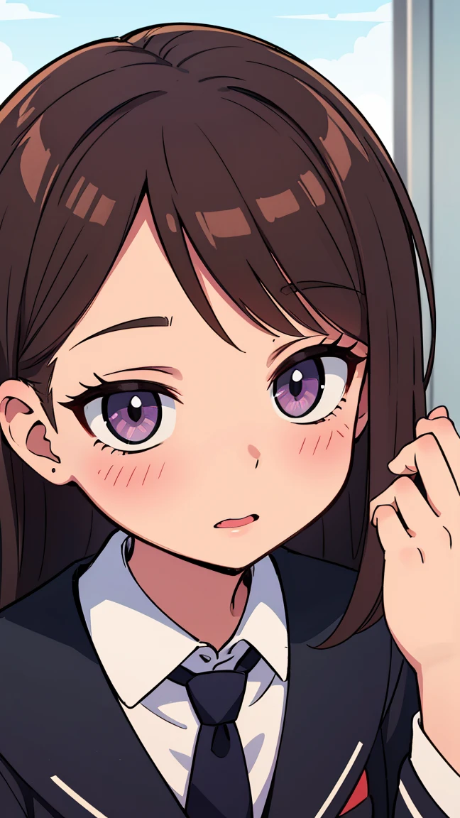 1 girl, cute, school, full body, detailed hands, detailed face, detailed eyes, at a school, masterpiece, Best Quality, longing look, blushing, in love