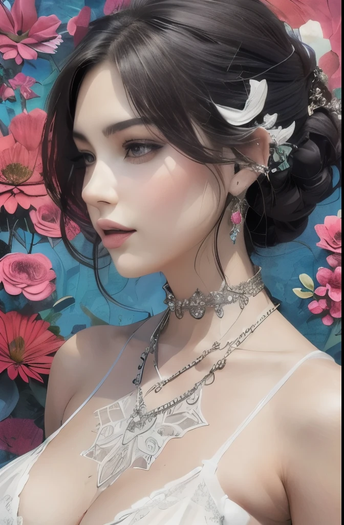 (masterpiece, top quality, best quality, official art, Beautiful and beautiful:1.2), (1 Girl:1.3), Extremely detailed,(Fractal Art:1.1),(rich and colorful:1.1)(Flowers:1.3),The most detailed,(Zentangle:1.2), whole body, (Abstract Background:1.3), (Glowing skin), (Many colors:1.4), ,(earrings), (feather:1.5),