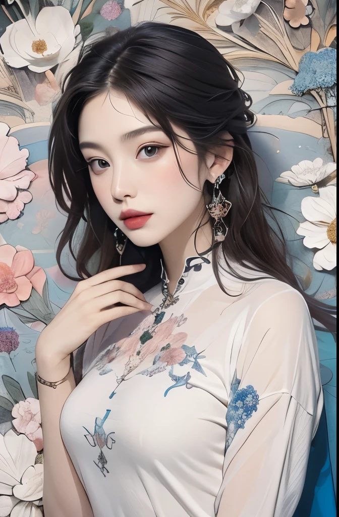 1 young empress wearing a red lace top, a deep-breasted nightgown, a Chinese-style dress, an ancient costume with many phoenix patterns, a spotless pinkish-white face, a crown on her head, and hip-length black hair , very beautiful and sharp brown eyes, small red lips, painted lips, charming smile, jewelry worn around the neck, earrings, white and even teeth, high nose, big round breasts, the girl's body is covered with water on chest, slim legs, thin mesh black socks, portrait, most realistic, highest quality, best pixels, 8k ultra ,