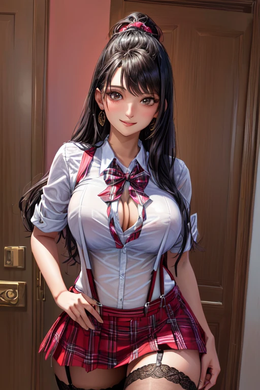 ((digital drawing)),((4k)),((JIM EIDOMODE)),arafa woman with red and white checkered shirt and suspenders, Violeta Myers, dressed as , mia khalifa, 30 year old woman from Cuba, School girl , Hot , sexy girl, wearing director uniform, Indian, 21 years old, Lorena Avarez, 22 years old, Peruvian appearance, tight costume