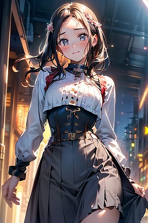 (((masterpiece)))、((highest quality))、(Super detailed)、(CG illustration)、(so beautiful ))、cinematic light、(((1 Mechanical Girl)))、 SF、Apocalypse、erotic grotesque、Research Institutes(beautiful and luxurious:1.2)、(1 girl:1.3)、facing the front, (double breasted,under bust:1.2), gap between buttons,(((corset belt))),(((high waist skirt,))) 