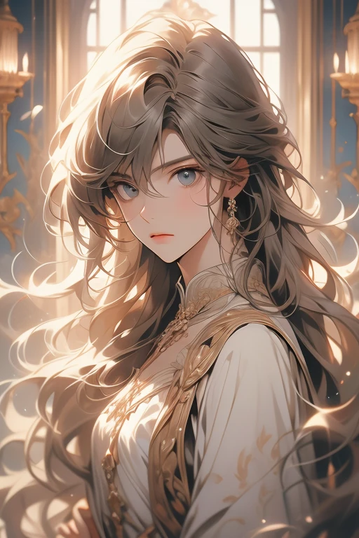 1girl, solo, leaning on white marble wall, sexy face, sexy, cute face, bangs, long hair, look away, shy, nose blush, concept art, freckles, lay light on the wall, passionate, medium breast, fit body, long waist, (thigh gap), wide shoulder, short hair, white hair, hair over one eye, open blue coat, brown gloves, black pants, earrings, seductive, enchanting, (biting lip), erotic