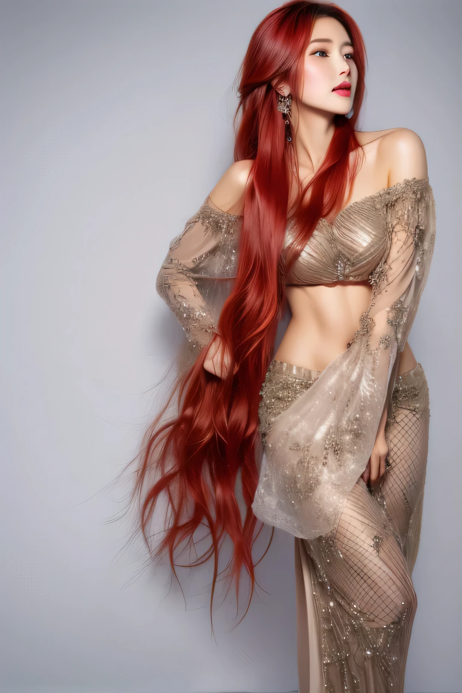 realistic photo,8k,detail,1 girl,perfect breast, beautiful, sexy, nude ,perferct body, upper body, \\ A woman with long red hair , (Amy Seoul:0.248), (Stanley Artgerm Lau:0.106), (Detailed drawings:0.353), (gothic art:0.106)