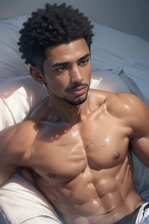 (best quality, 8k, photorealistic:2.0), (solo),(one male:2.0),(black men:1.5),(shirtless black man),(short hair men),(black men hairstyle),(muscular),(looks very young),(clean body),(white briefs),(Ecstasy with amazing orgasms),(being restrained),(no freedom),(upliftment),(sexual arousal),(male virgin)