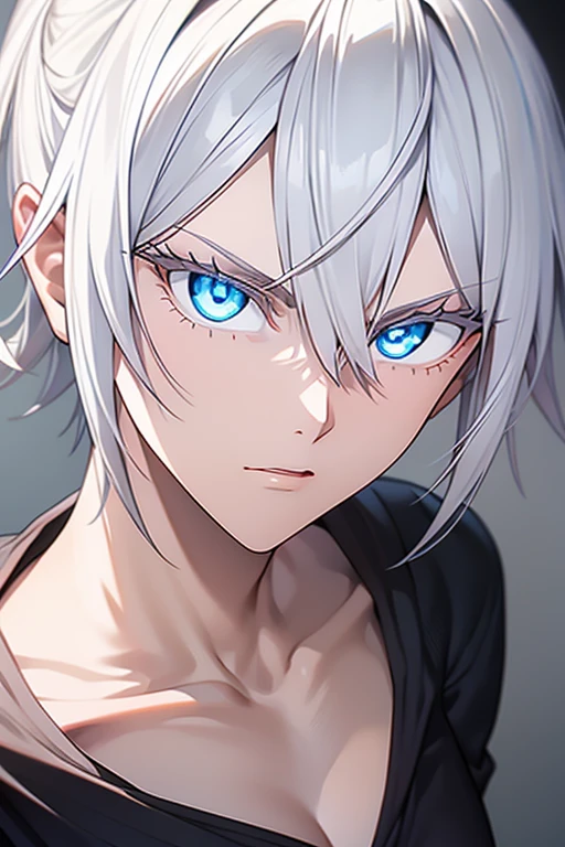 obra de arte, 8k, ((shadow and light efeitos)), Garoto anime de gravata e jaqueta, arte cg de anime suave, homem alto de anime com olhos prateados, menino anime, arte digital detalhada de anime, anime semi-realista, estilo de arte anime realista, made with anime painter studio, lindo retrato de anime, retrato estilo anime, digital anime art, arte digital em estilo anime, estilo de realismo de anime, cara bonito de anime, full power ((efeito)), ((serious countenance)), uma pequena cicatriz no assento da boca