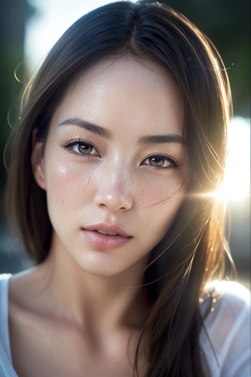 Dressed, (photo Realistic:1.4), (hyper Realistic:1.4), (Realistic:1.3),
(smoother lighting:1.05), (Improve movie lighting quality:0.9), 32k,
One girl,20 year old girl, Realistic lighting, Backlight, Light on the face, Ray-tracing, (Bright light:1.2), (Improvement of quality:1.4),
(Highest quality real texture skins:1.4), Detailed drawn eyes, Detailed painted face,
(tired and sleepy and joy), (smile:0), Face close-up, T-Shirts,
(Enhance the mood of your body line:1.1), (Enhances the beauty of skin texture:1.1)