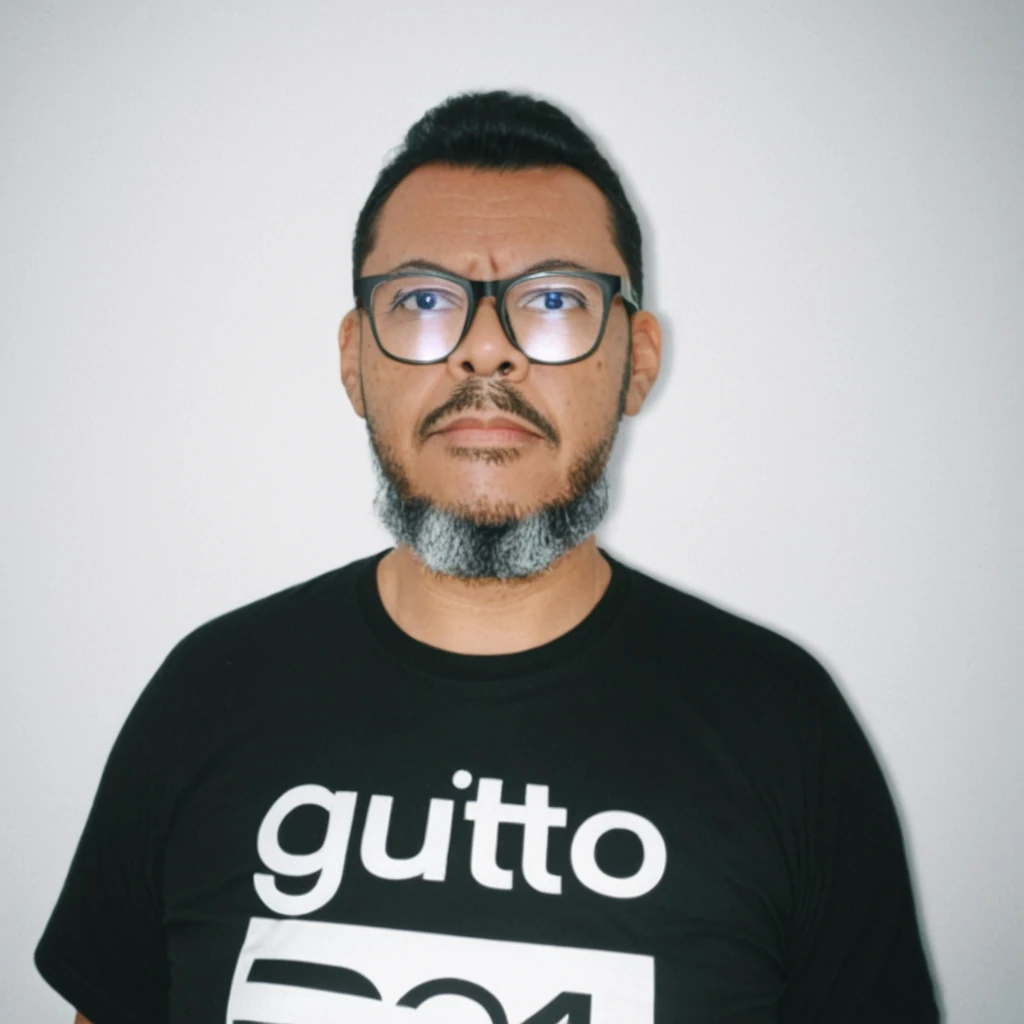gutto2024abr, Monochromatic, Portrait, glasses, black t-shirt, analog photo, grainy texture.