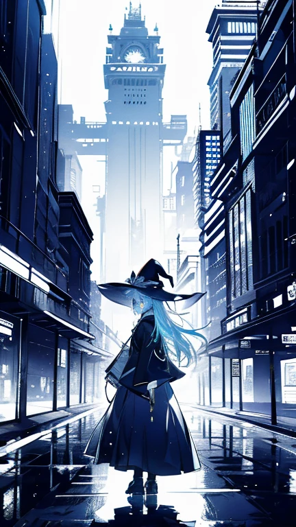 Witch appearing suddenly in a bustling modern city street. Bright neon lights reflecting on her confused face. Anime style. --ar 16:9 --seed 34025376
