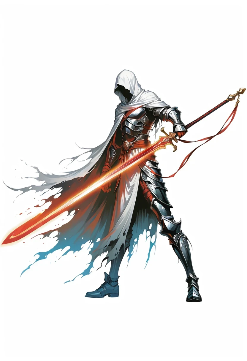 Sword bearer,Simple lines,Minimalism,Abstract Art,Holding a red long sword,