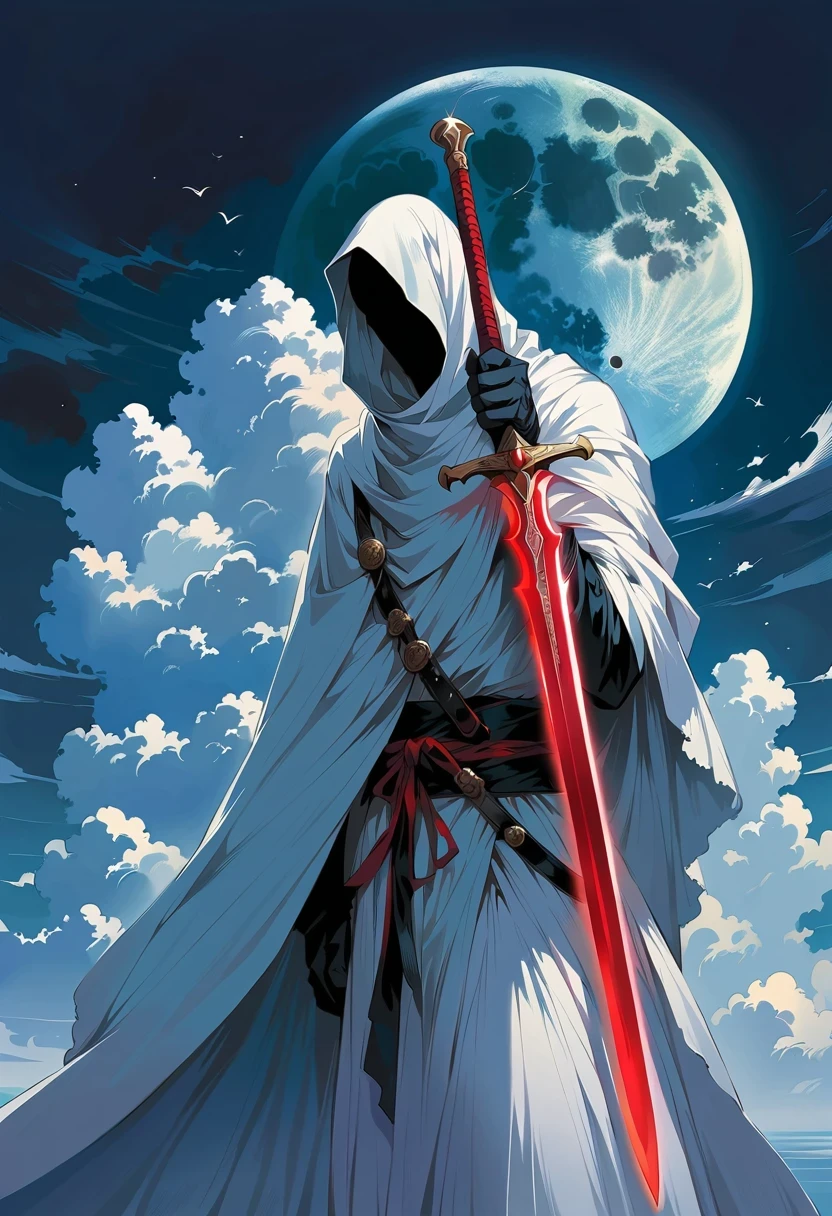 Sword bearer,Simple lines,Minimalism,Abstract Art,Holding a red long sword,