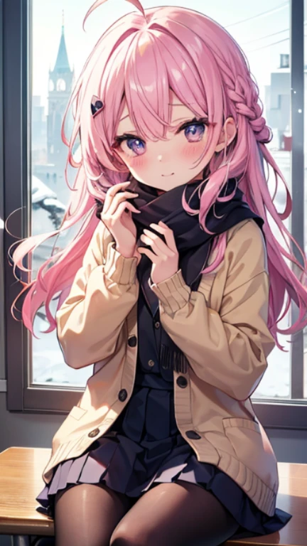 、、Shyness、blush、Embarrassing、blush、、、skirt、snow原、、snow、cold、scarf、scarfを巻く、降snow高解像度、Full HD、8K quality、、、Droopy eyes、、、Eye highlights、Bright eyes、Clear Eyes、Beautiful Eyes、avert your eyes、Embarrassing、blush、、Eye highlights、、、Eye highlights、信じられないほどBeautiful Eyes、Black tights with pink lines、、、、Valentine's Day、チョコレートをhand over、heart、Confession、hand over、give、front、両手でgive、bow、please、Presure、Top of the head、Pink Hair、lowering the corners of the eyes、lower the corner of the eye、Droopy eyes、Violet eyes、Zhouao Coral、Zhouao Coral、cute、、Hair on both sides is puffy、Ahoge、No makeup、Oblique eyes、Round face、Calm、Long Hair、Hair knots on the left and right、Braid、snow月花、Black Shirt、Large cardigan、uniform、smile、wave hands、School、School building、classroom、Round eyes、Droopy eyes