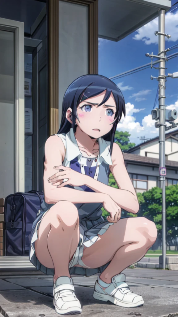 UHD, retina, masterpiece, ccurate, anatomically correct, textured skin, super detail, high details, high quality, award winning, best quality, highres, 1080P, HD, , (ayase aragaki:1.5),Sleeveless dress,Skirt Lift:1.3,Erotic Pussy Line:1.3,Squatting and urinating,Breast Exposure:1.3,