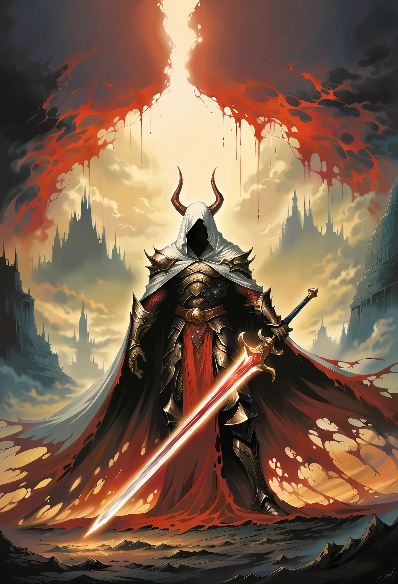 Ultra Detailed, Beautiful and beautiful, fair, masterpiece , mystery , atmosphere , Affable , supernatural , Best quality , cave , 1 person , 1 demon monster , Very big monster , Man killing monster , Man wearing a black robe,with hood , He can use magic , This monster has a huge horn , Monster breathing fire , This man has a great shining sword , Fantasy Sword , 4 Little monsters beside the big monster , Magma around the battlefield , The battlefield is located in Cavern , Toda la cavea en llamas , The man's sword gleams , 五月悬崖和cave中的岩石 , The cave is on fire , (Ultra Detailed的cave) , (Magma Ultra Detailed) , (Ultra-detailed face) , (Ultra Detailed的剑) , (Monstruo Ultra Detailed)